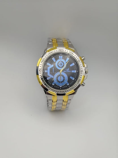 MONTRE HOMME CHRONOGRAPHE OR BLEU SQUELETTE 2026