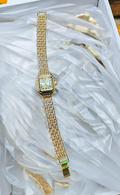 Montre Femme Cartier Style Panthère - Dorée
