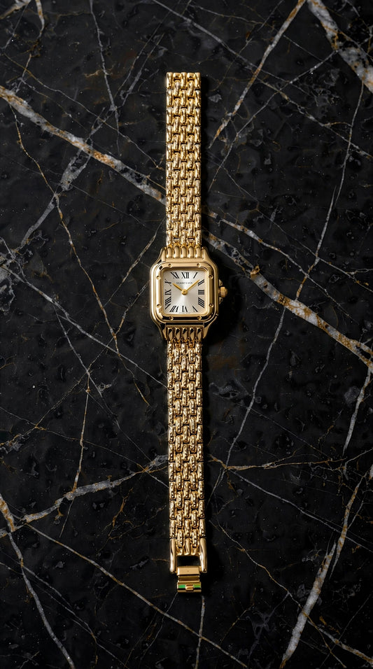 Montre Femme Style Panthère Dorée – Coffret Cadeau Offert